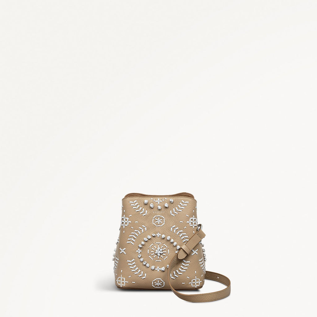 Dukes Place Leather Small Compartment Cross Body Bag in Stone - 111412