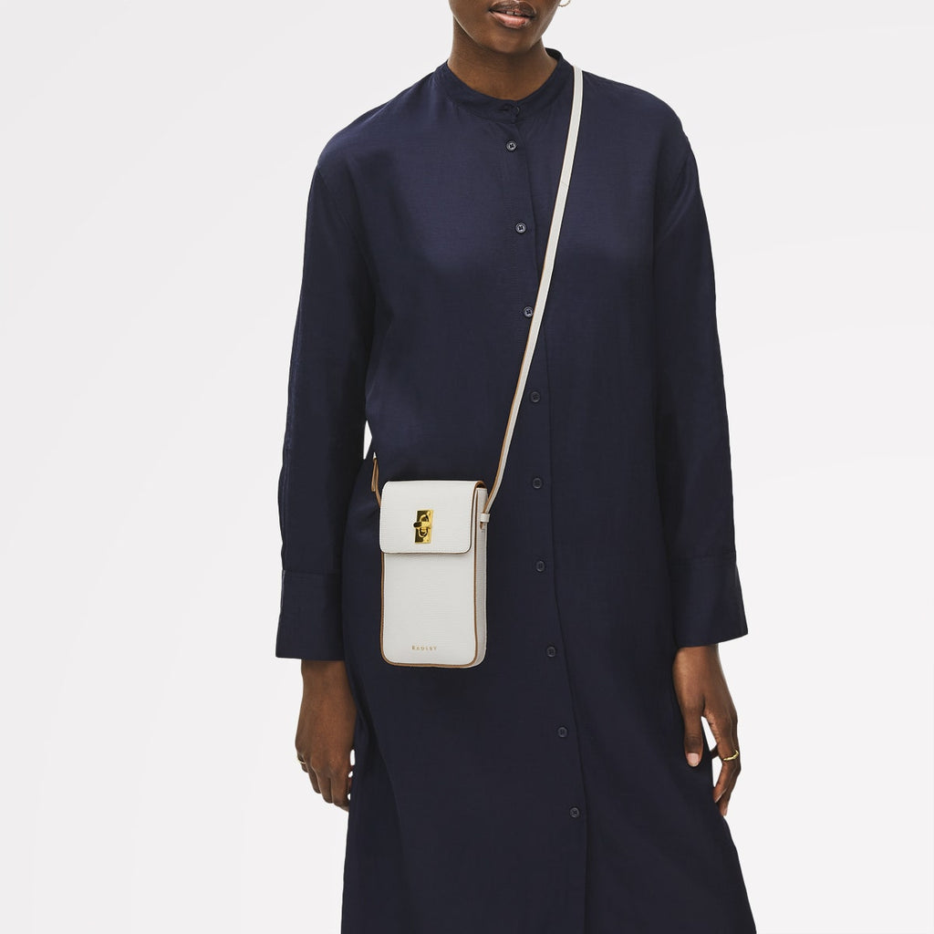 Threadneedle Street Leather Medium Phone Cross Body Bag in Chalk - 111417