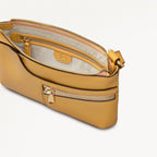 Pockets Leather Mini Ziptop Cross Body Bag in Pecan - 111429