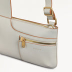 Pockets Leather Mini Ziptop Cross Body Bag in Chalk - 111430