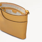 Pockets Leather Medium Ziptop Cross Body Bag in Pecan - 111431