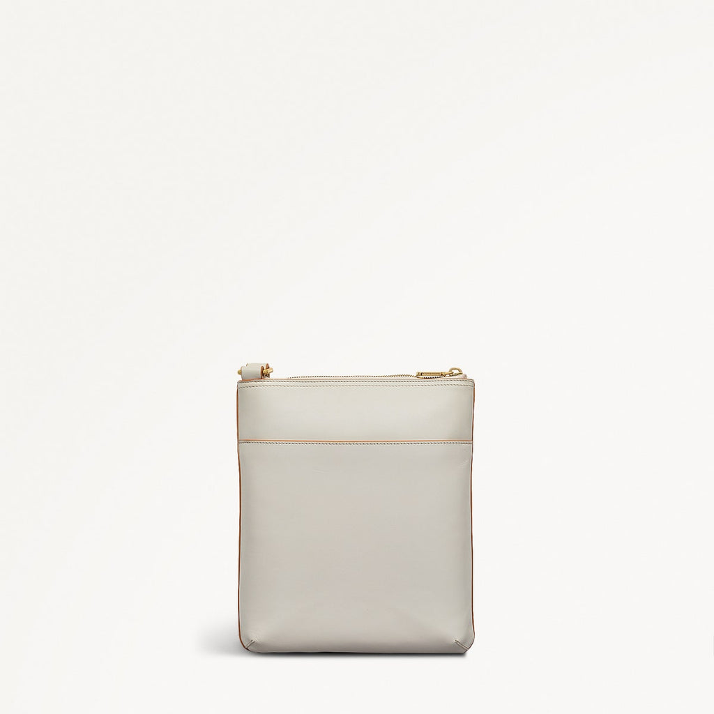 Pockets Leather Medium Ziptop Cross Body Bag in Chalk - 111432