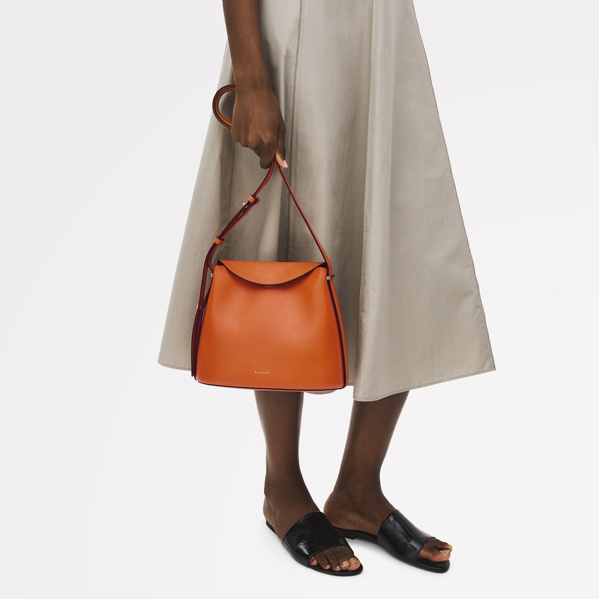 Lattimer Place Leather Small Flapover Cross Body Bag in Orange Peel - 111434