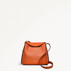 Lattimer Place Leather Small Flapover Cross Body Bag in Orange Peel - 111434