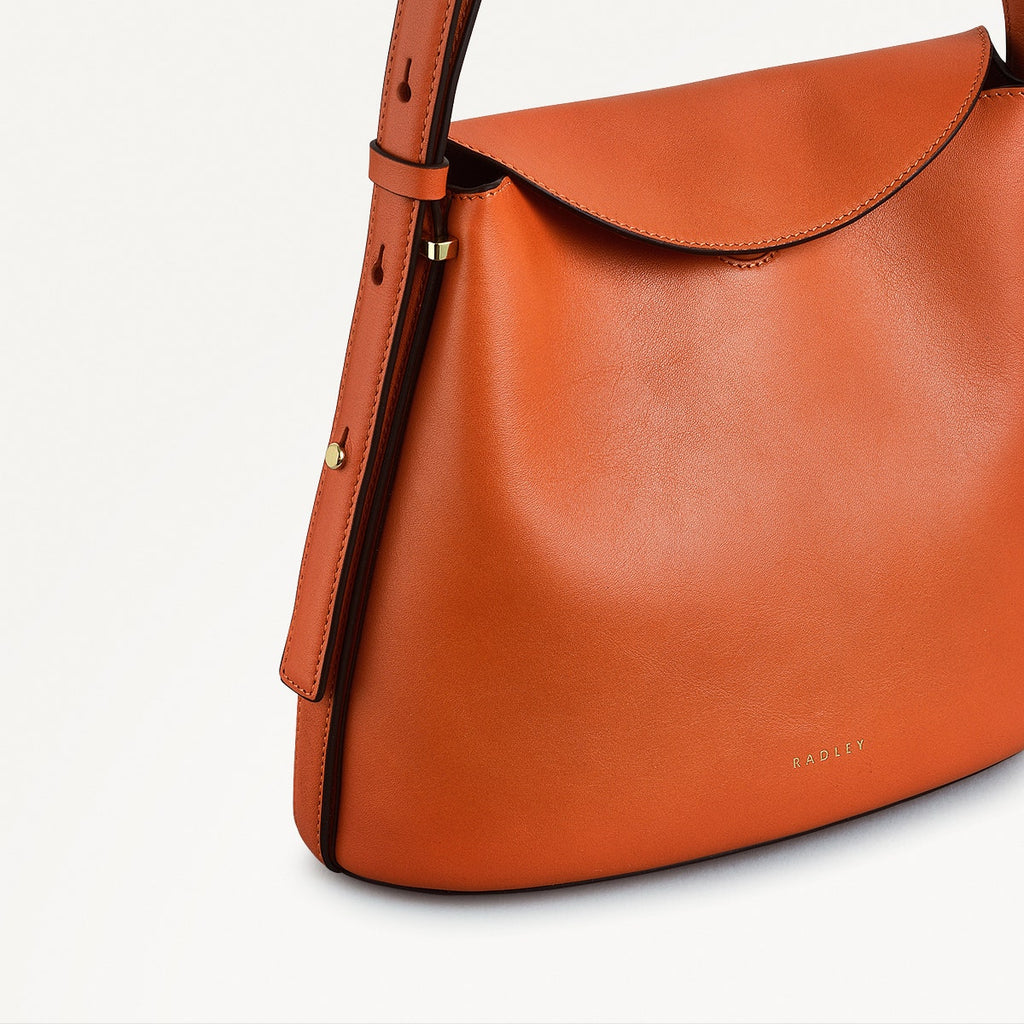 Lattimer Place Leather Small Flapover Cross Body Bag in Orange Peel - 111434