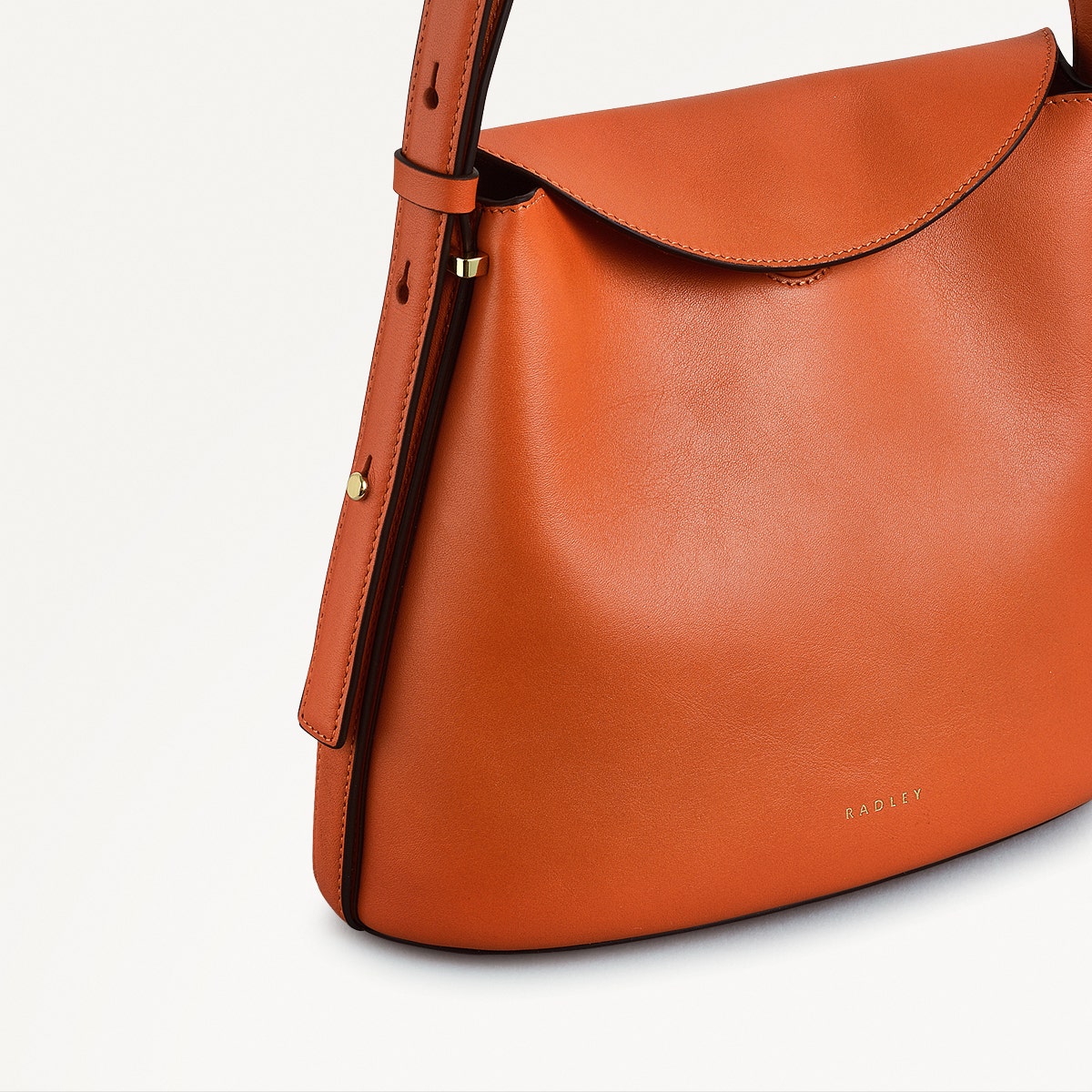 Lattimer Place Leather Small Flapover Cross Body Bag in Orange Peel - 111434