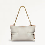 Fleet Street Leather Medium Open Top Clutch Bag in Chalk - 111435