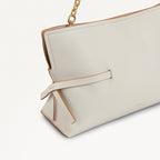 Fleet Street Leather Medium Open Top Clutch Bag in Chalk - 111435