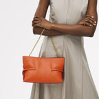 Fleet Street Leather Medium Open Top Clutch Bag in Orange Peel - 111436