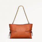 Fleet Street Leather Medium Open Top Clutch Bag in Orange Peel - 111436