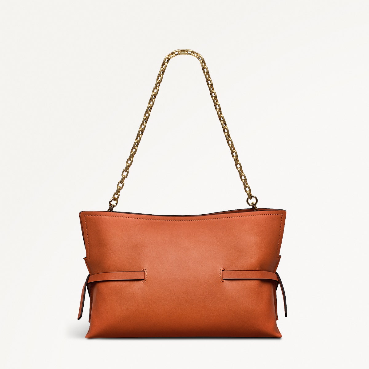 Fleet Street Leather Medium Open Top Clutch Bag in Orange Peel - 111436