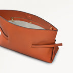 Fleet Street Leather Medium Open Top Clutch Bag in Orange Peel - 111436