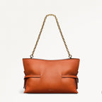 Fleet Street Leather Medium Open Top Clutch Bag in Orange Peel - 111436