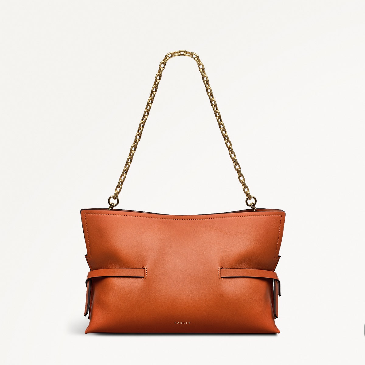 Fleet Street Leather Medium Open Top Clutch Bag in Orange Peel - 111436