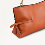 Fleet Street Leather Medium Open Top Clutch Bag in Orange Peel - 111436