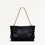 Fleet Street Leather Medium Open Top Clutch Bag in Black - 111437