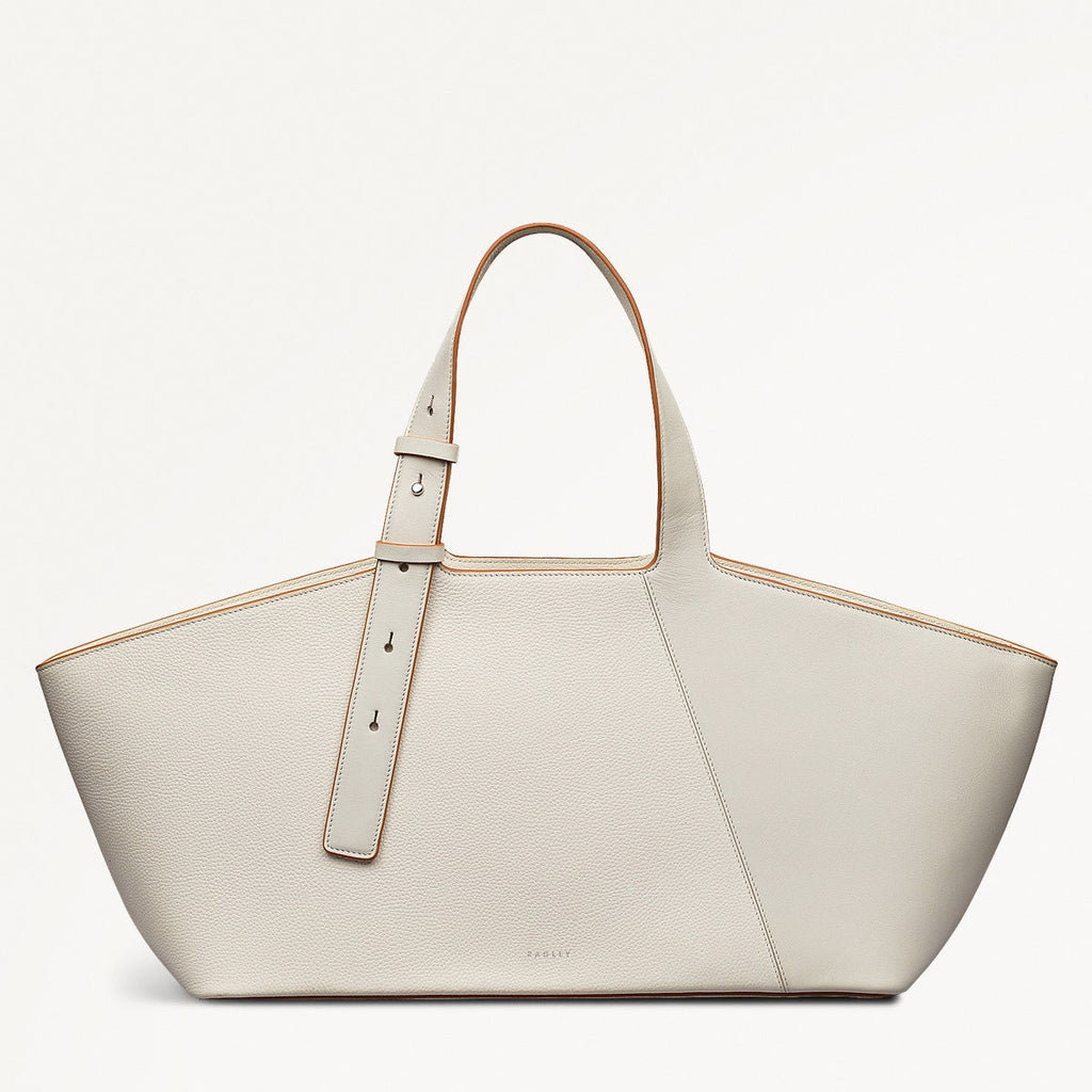 Freda Lane Leather Large Ziptop Shoulder Bag in Chalk - 111447