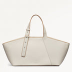 Freda Lane Leather Large Ziptop Shoulder Bag in Chalk - 111447