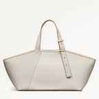 Freda Lane Leather Large Ziptop Shoulder Bag in Chalk - 111447