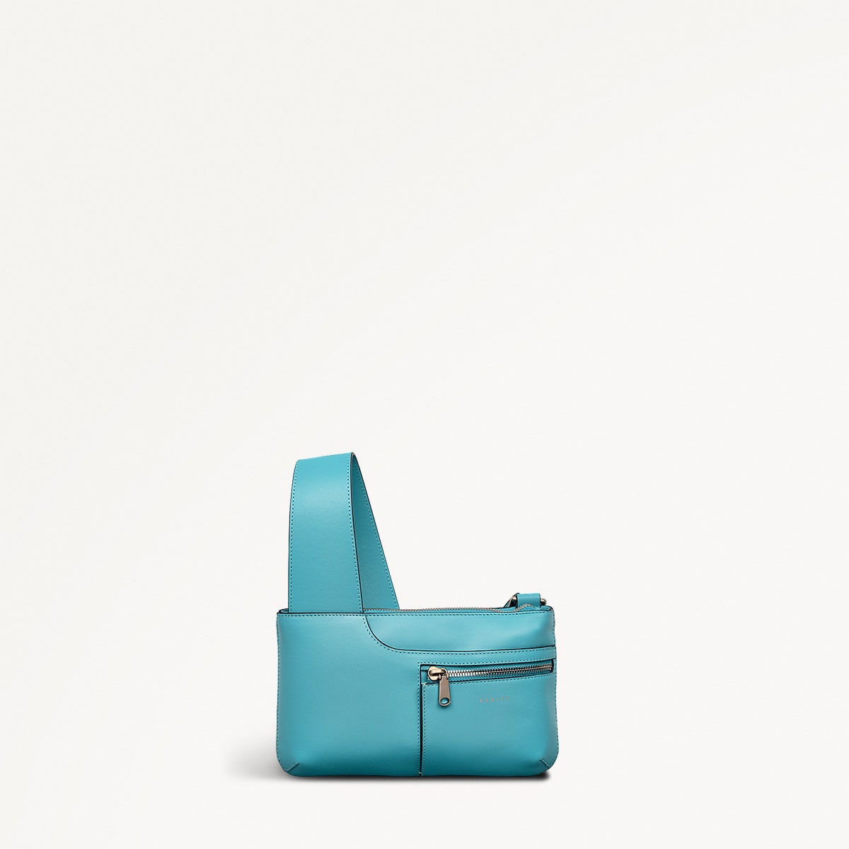 Pockets Leather Mini Ziptop Cross Body Bag in Maldives - 111448