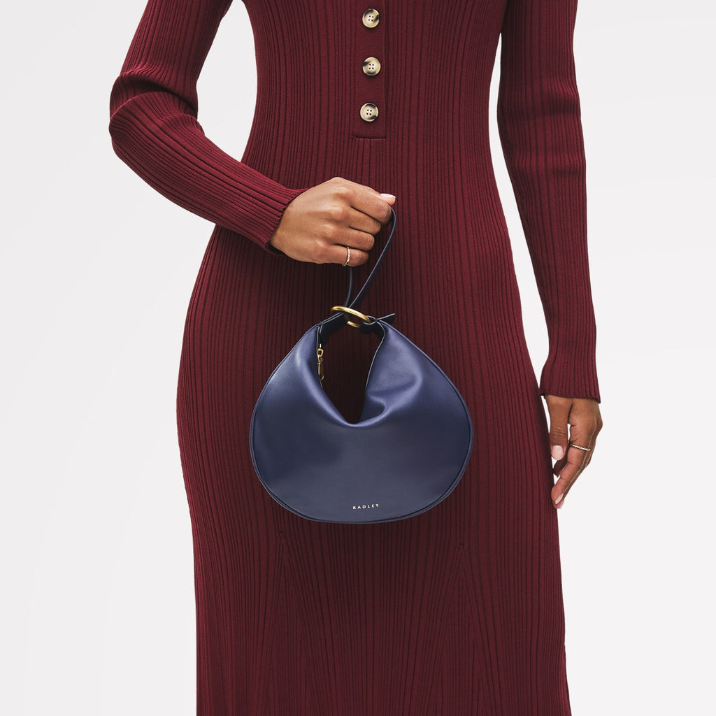 The Harrington Leather Medium Ziptop Clutch Bag in Evenfall - 111452