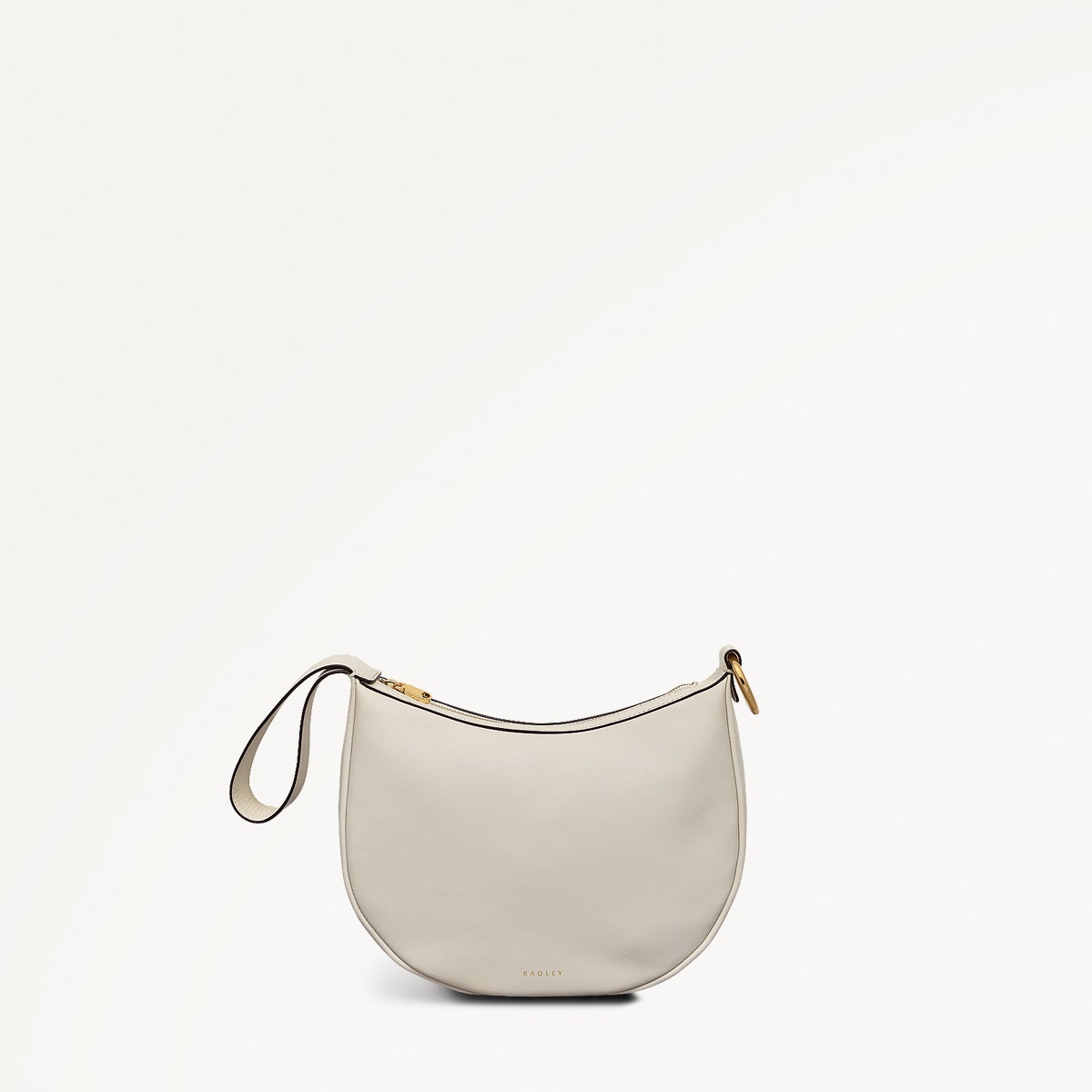 The Harrington Leather Medium Ziptop Clutch Bag in Chalk - 111453