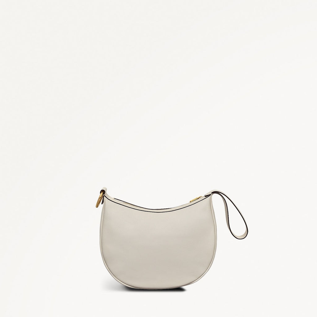 The Harrington Leather Medium Ziptop Clutch Bag in Chalk - 111453