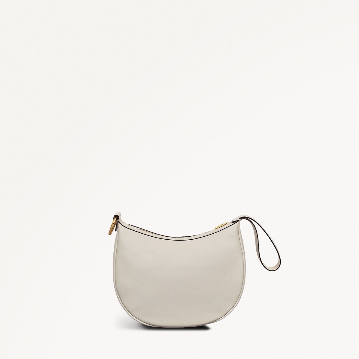 The Harrington Leather Medium Ziptop Clutch Bag in Chalk - 111453