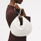 The Harrington Leather Medium Ziptop Clutch Bag in Chalk - 111453