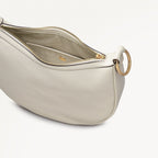 The Harrington Leather Medium Ziptop Clutch Bag in Chalk - 111453