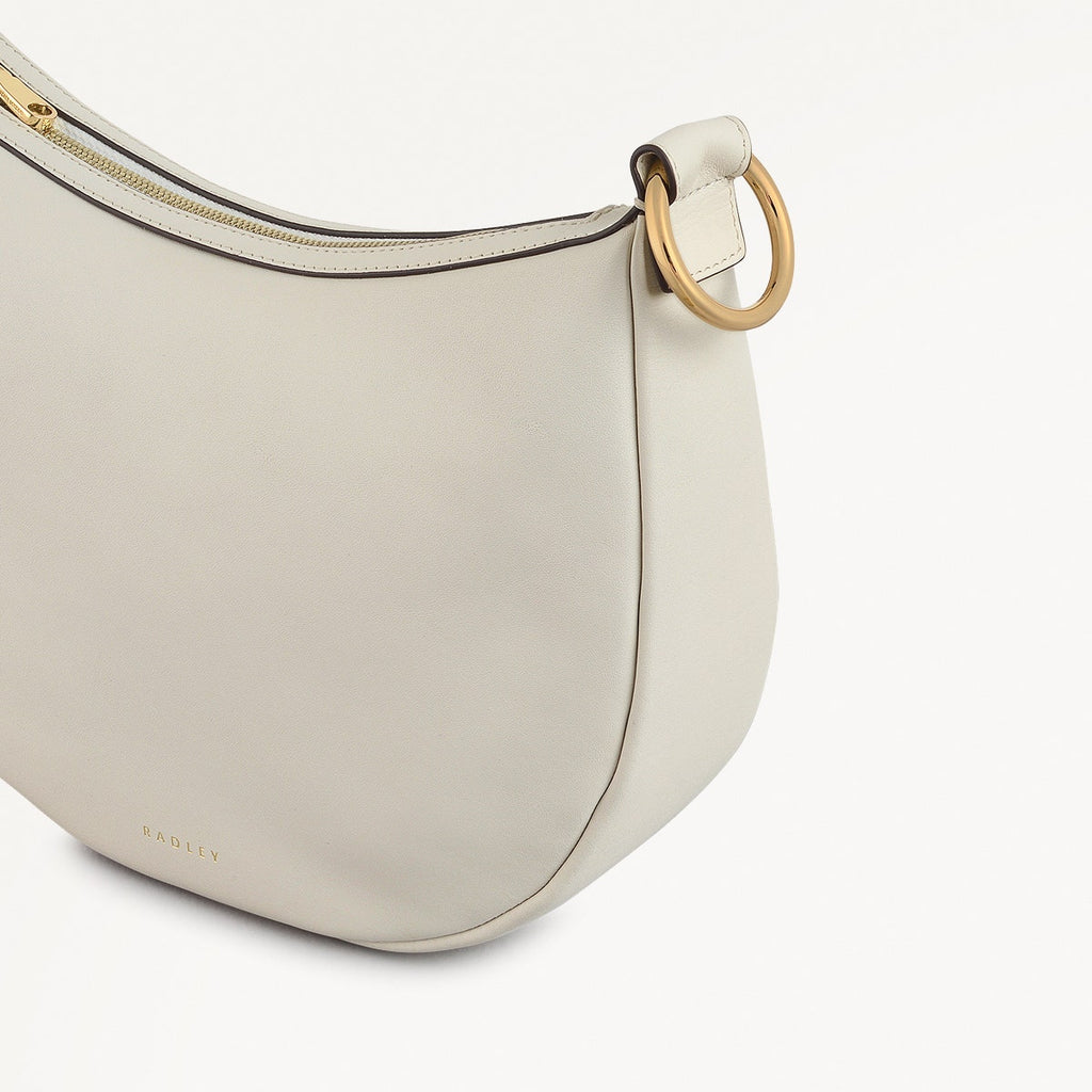 The Harrington Leather Medium Ziptop Clutch Bag in Chalk - 111453