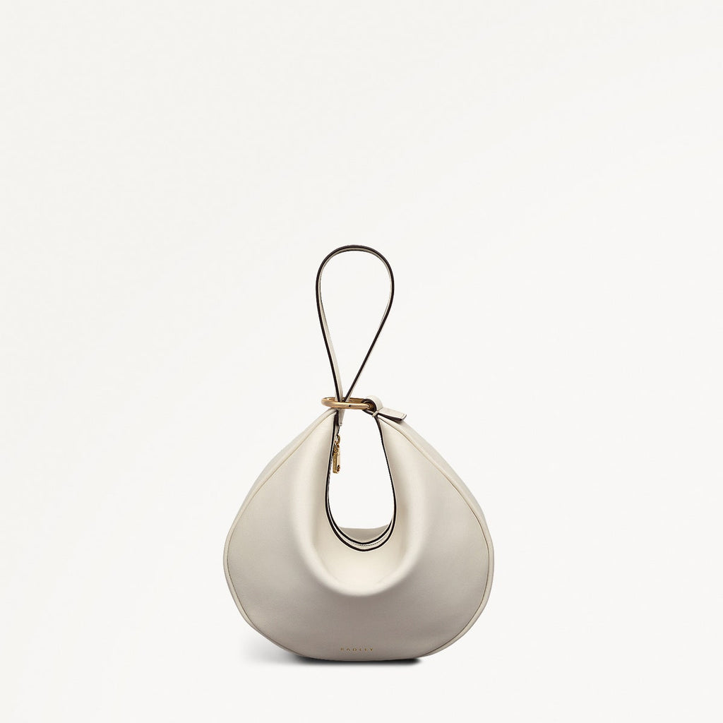 The Harrington Leather Medium Ziptop Clutch Bag in Chalk - 111453