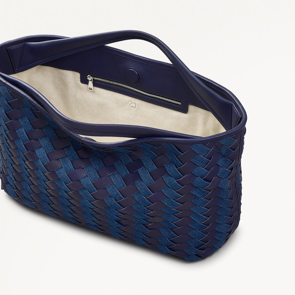 Devonshire Row Leather Large Open Top Grab Bag in Evenfall - 111454