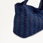 Devonshire Row Leather Large Open Top Grab Bag in Evenfall - 111454