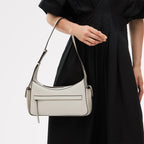 The Fitzrovia Leather Small Ziptop Shoulder Bag in Chalk - 111462