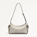 The Fitzrovia Leather Small Ziptop Shoulder Bag in Chalk - 111462