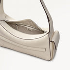 The Fitzrovia Leather Small Ziptop Shoulder Bag in Chalk - 111462