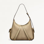 The Fitzrovia Leather Small Ziptop Backpack in Stone - 111465