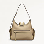 The Fitzrovia Leather Small Ziptop Backpack in Stone - 111465