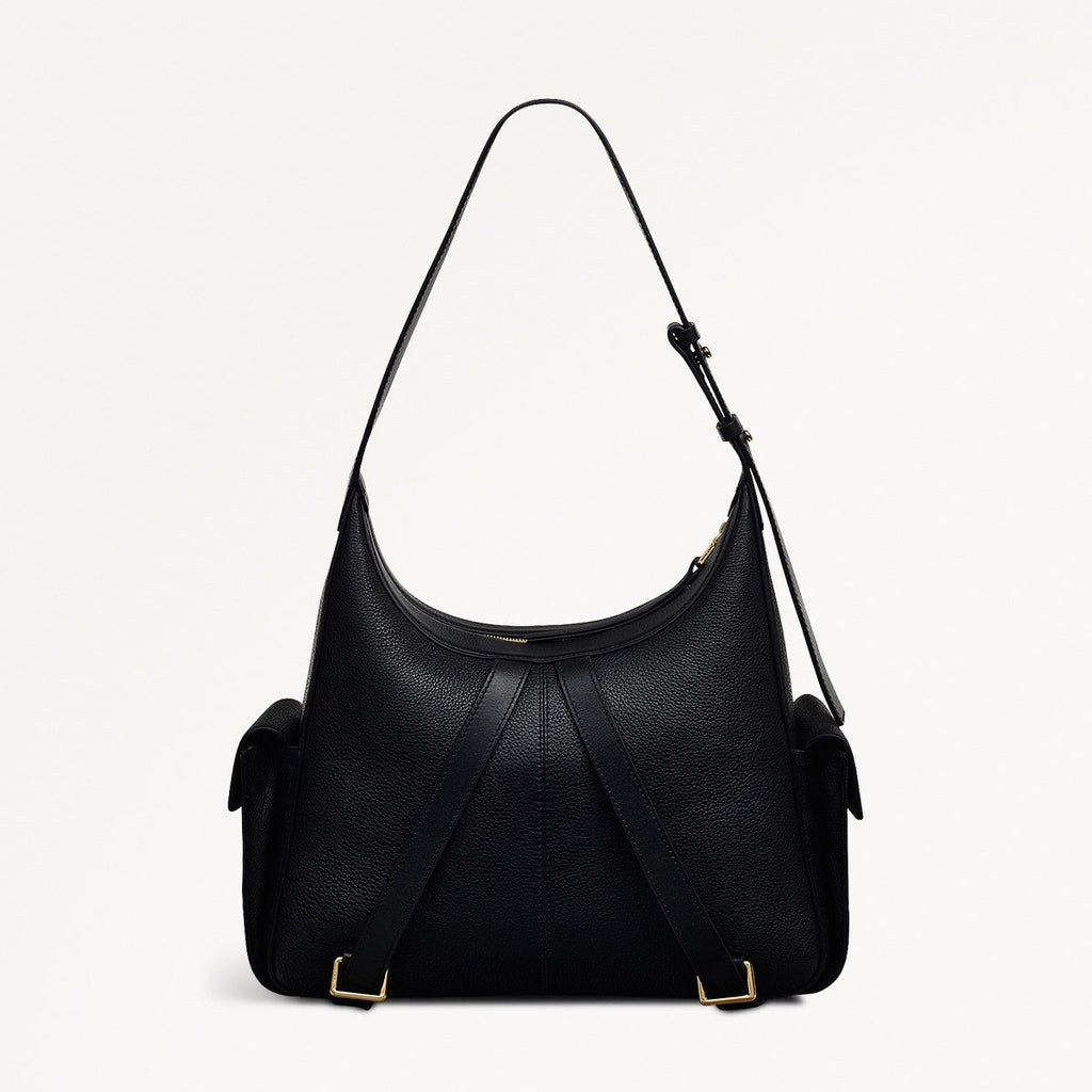 The Fitzrovia Leather Small Ziptop Backpack in Black - 111466