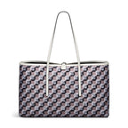 Addison Check Fabric Large Open Top Tote Bag in Latte - 111741
