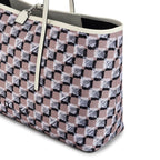 Addison Check Fabric Large Open Top Tote Bag in Latte - 111741