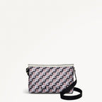 Addison Check Fabric Medium Ziptop Cross Body Bag in Latte - 111743