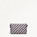 Addison Check Fabric Medium Ziptop Cross Body Bag in Latte - 111743