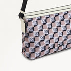 Addison Check Fabric Medium Ziptop Cross Body Bag in Latte - 111743