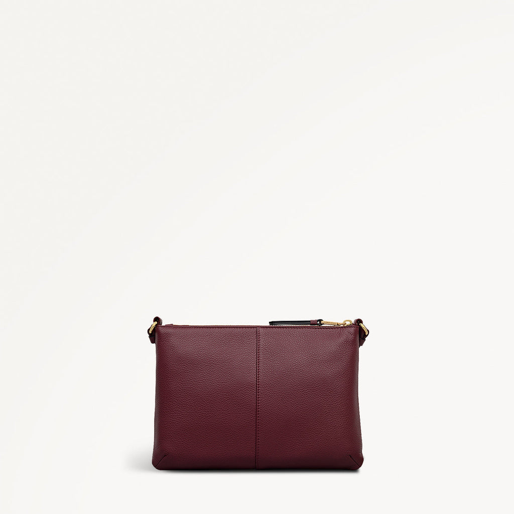 Kew Way Leather Small Ziptop Cross Body Bag in Merlot - 111883