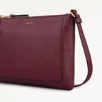 Kew Way Leather Small Ziptop Cross Body Bag in Merlot - 111883