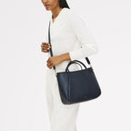 Eastney Street Leather Medium Ziptop Grab Bag in Ink - 111911