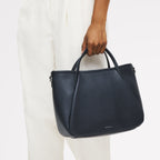 Eastney Street Leather Medium Ziptop Grab Bag in Ink - 111911