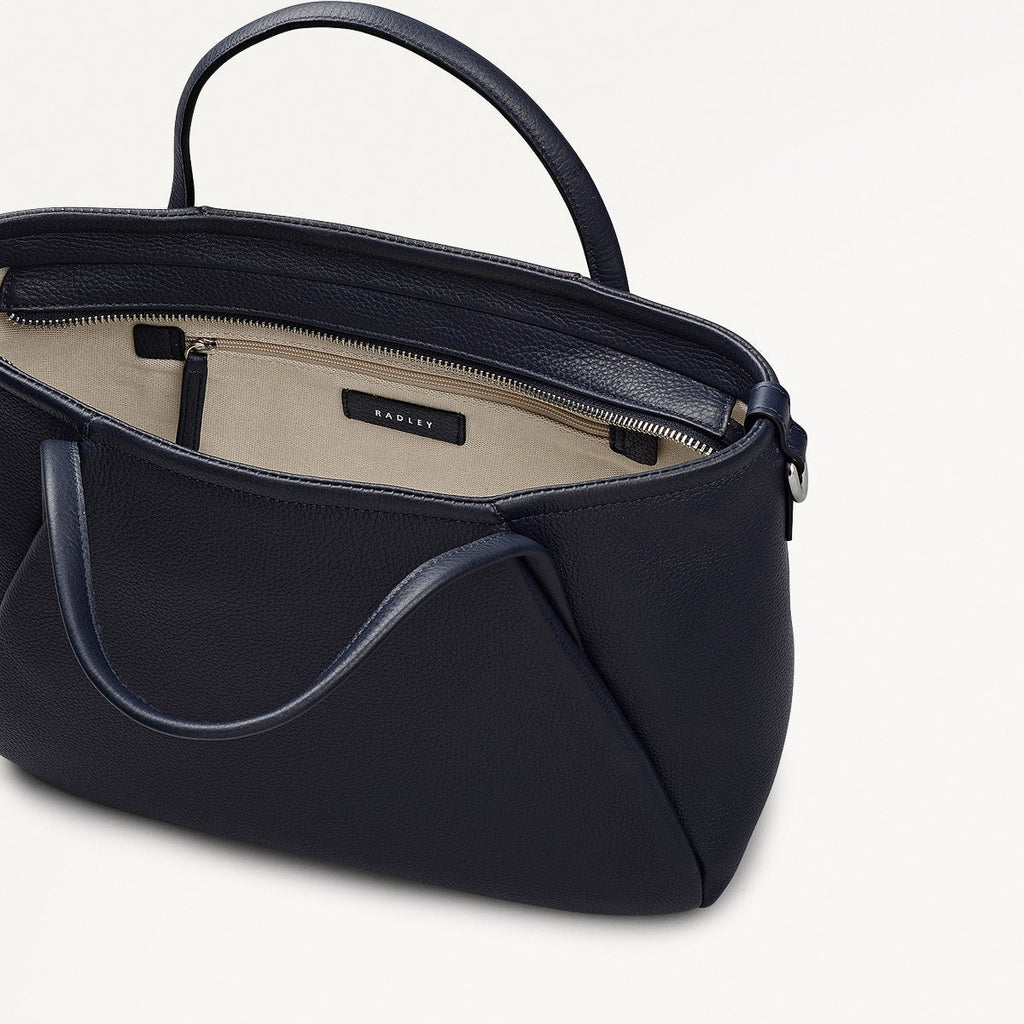 Eastney Street Leather Medium Ziptop Grab Bag in Ink - 111911